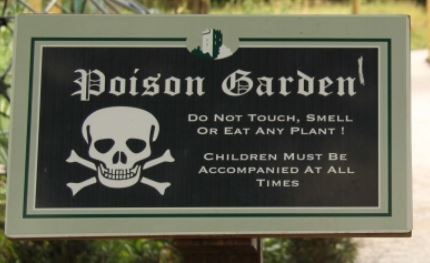 The Poison Garden sign of Blarney Castle