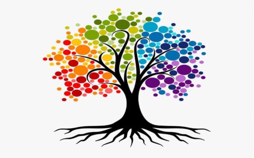Graphic: Tree of multi colors representing healing
