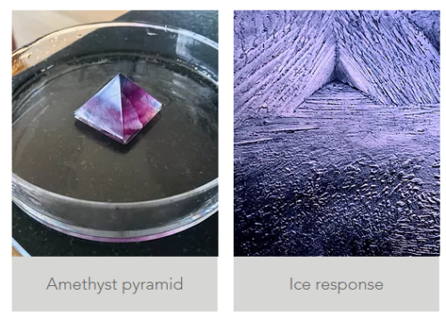 Photo of amethyst pyramid and ice response